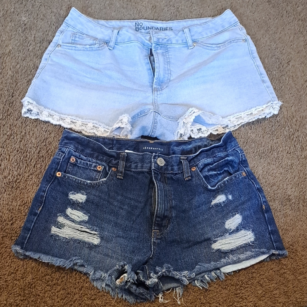 No Boundaries Light Blue and Aeropostale Dark Blue Denim Shorts